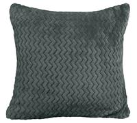 Velosso Plush Texture Chevron Pattern Cushion, Velvet Look with Zip Closure in Charcoal | Size: 56 cm x 56 cm Velosso Charcoal 56 cm x 56 cm