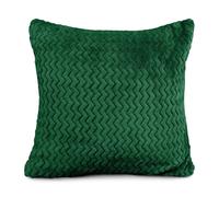 Velosso Plush Texture Chevron Pattern Cushion, Velvet Look with Zip Closure in Emerald | Size: 43 cm x 43 cm Velosso Emerald 43 cm x 43 cm
