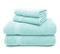 Velosso Premium 100% Egyptian Combed Cotton Plain Waffle Family Towel Set Everyday Use Face Hand Bath Sheet Super Absorbent 550 GSM (Seafoam, 4pce Set)