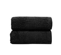 Velosso Premium 2 Pack Hand Towels 100% Egyptian Cotton Super Soft Ultra Absorbent Thick Towels Extra Large Hand Towels Hotel Spa Quality 50 x 80cms (Black)