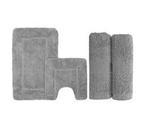 Velosso Premium Bathroom Collection Set - 100% Egyptian Cotton Chunky Feel Zero Twist Bath Towels with 100% Soft Micro Fibre Cashmere Feel Bath Mat (Bath Sheet and Bath Set, Grey)