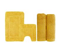 Velosso Premium Bathroom Collection Set - 100% Egyptian Cotton Chunky Feel Zero Twist Bath Towels with 100% Soft Micro Fibre Cashmere Feel Bath Mat (Bath Towel and Bath Set, Ochre/Mustard)