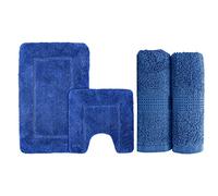 Velosso Premium Bathroom Collection Set - 100% Egyptian Cotton Chunky Feel Zero Twist Bath Towels with 100% Soft Micro Fibre Cashmere Feel Bath Mat (Bath Towel and Bath Set, Royal Blue)