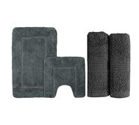 Velosso Premium Bathroom Collection Set - 100% Egyptian Cotton Chunky Feel Zero Twist Bath Towels with 100% Soft Micro Fibre Cashmere Feel Bath Mat (Bath Towel and Bath Set, Charcoal Grey)