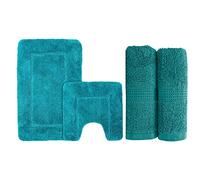 Velosso Premium Bathroom Collection Set - 100% Egyptian Cotton Chunky Feel Zero Twist Bath Towels with 100% Soft Micro Fibre Cashmere Feel Bath Mat (Hand Towel and Bath Set, Jade)