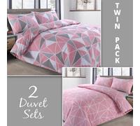 Velosso Premium Cotton Blend Duvet Cover & Pillowcase Set In Contemporary Styles, Trendy Abstract Pattern Bedroom Essentials - Pink