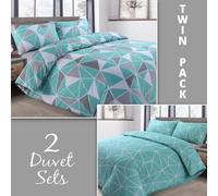 Velosso Premium Cotton Blend Duvet Cover & Pillowcase Set In Contemporary Styles, Trendy Abstract Pattern Bedroom Essentials - Ocean Blue