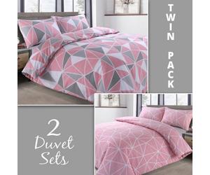 Velosso Premium Cotton Blend Duvet Cover & Pillowcase Set In Contemporary Styles, Trendy Abstract Pattern Bedroom Essentials - Pink