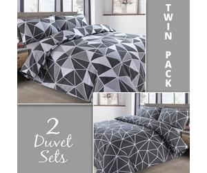 Velosso Premium Cotton Blend Duvet Cover & Pillowcase Set In Contemporary Styles, Trendy Abstract Pattern Bedroom Essentials - Grey