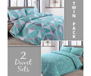 Velosso Premium Cotton Blend Duvet Cover & Pillowcase Set In Contemporary Styles, Trendy Abstract Pattern Bedroom Essentials - Ocean Blue