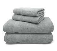 Velosso Premium Egyptian Combed Cotton 4pce Towel Bale Set - Soft Absorbent 550GSM Towel Sets with Waffle Border Quick Dry and Reversible Face, Hand and Bath Towels for Everyday Use (Platinum)