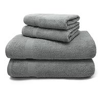 Velosso Premium Egyptian Cotton Waffle Border Soft 4pce Towel Bale Set 2 Hand 2 Bath Super Absorbent 550GSM Hand and Bath Towel Set 100% Cotton - Grey