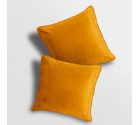 Velosso Premium Quality Velvet Sofa Cushion, Soft-Touch Zip Closure, Machine Washable Decorative Throw Cushion - Orange