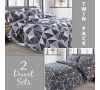 Velosso Printed Cotton Blend Duvet Cover & Pillowcase Set, Modern Abstract Design Bedding, Easy-Care Bedroom Essentials - Grey