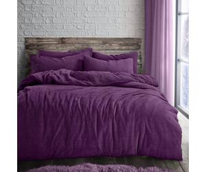 Velosso Purple Plain Teddy Fleece Duvet Cover And Pillowcase Set King