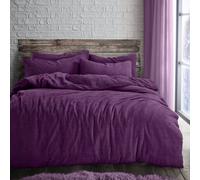 Velosso Purple Plain Teddy Fleece Duvet Cover And Pillowcase Set Single