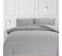Velosso Quilted Pinsonic Embossed Duvet Cover Set, Soft Velvet Touch Bedding Set, Geometric Pattern Design, Button Closure, All Season Bedding, Machine Washable (Grey, Single)