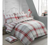Velosso Red Burlington Check Duvet Cover And Pillowcase Set Super King