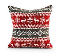 Velosso Red Grey Nordic Filled Cushion 43Cm X 43Cm
