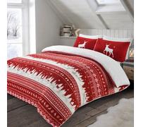 Velosso Red Nordic Teddy Duvet Cover And Pillowcase Set Super King