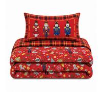 Velosso Red Nutcracker Duvet Cover And Pillowcase Set King