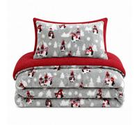 Velosso Red Penguins Teddy Duvet Cover And Pillowcase Set Double