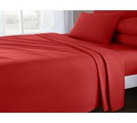 Velosso Red Plain Dyed Cotton Rich Flat Sheet Double