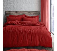 Velosso Red Plain Teddy Fleece Duvet Cover And Pillowcase Set Single