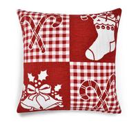 Velosso Red Xmas Check Filled Cushion 43Cm X 43Cm