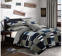 Velosso Reversible Cotton Rich King Size Duvet Cover Set, Geometric Patchwork Design, 3 Piece Bedding Set with 2 Pillowcases, Button Closure