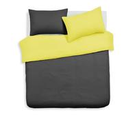 Velosso Reversible Plain Dye King Size Duvet Cover Set, Soft 3 Piece Bedding Set with 2 Pillowcases, Button Closure (Yellow/Black)