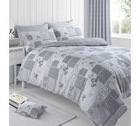 Velosso Reversible Shabby Chic Vintage Duvet Quilt Printed Bedding Set (Grey, Single)