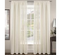 Velosso Rivera Plain Voile Panel Sheer Curtains - Cream