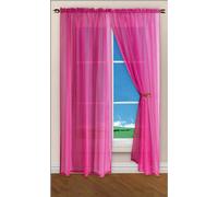 Velosso Rivera Plain Voile Panel Sheer Curtains - Fuchsia