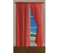 Velosso Rivera Plain Voile Panel Sheer Curtains - Red