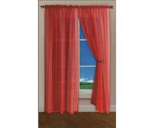 Velosso Rivera Plain Voile Panel Sheer Curtains - Red
