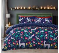 Velosso Robin Scandi Cotton Rich Printed Duvet Cover & Pillowcase in Navy | Size: Double Velosso Navy Double