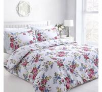 Velosso Romantic Floral Print Duvet Cover & Pillowcase Set, Button Enclosure, Easy Care Machine Washable - Multicolour