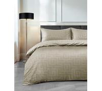 Velosso Sateen Touch Classic Scroll Duvet Cover and Pillowcase Set Soft Feel Hotel Quality Bedding Set Easycare (Beige, Double)