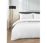 Velosso Sateen Touch Classic Scroll Duvet Cover and Pillowcase Set Soft Feel Hotel Quality Bedding Set Easycare (White, Double)
