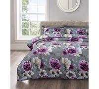 Velosso Shabby Chic Floral Quilted Bedspread Patchwork Comforter Set with Matching Pillowsham (Cassia Inky Floral, Double)