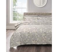 Velosso Shabby Chic Floral Quilted Bedspread Patchwork Comforter Set with Matching Pillowsham (Cherry Blossom, King)