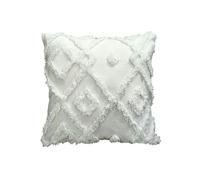 Velosso Shabby Chic Tuft Cushion - 43cm x 43cm - White