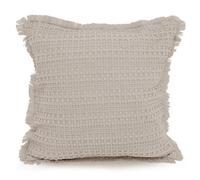 Velosso Shabby Chic Waffle Cotton Cushion, Decorative Sofa Throw Cushion With Zip Closure - Beige