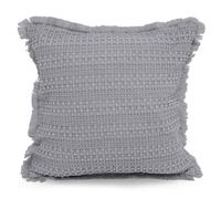 Velosso Shabby Chic Waffle Cotton Cushion, Decorative Sofa Throw Cushion With Zip Closure - Grey