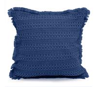 Velosso Shabby Chic Waffle Texture Sofa Cushion, Zip Closure in Navy | Size: 43 cm x 43 cm Velosso Navy 43 cm x 43 cm