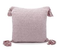 Velosso Shabby Chic Woven Texture Sofa Cushion, Zip Closure, Machine Washable, Decorative Cushion, Living Room Decor - Blush Pink