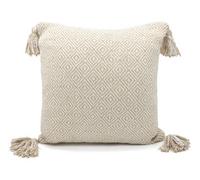 Velosso Shabby Chic Woven Texture Sofa Cushion, Zip Closure, Machine Washable, Decorative Cushion, Living Room Decor - Beige