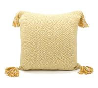 Velosso Shabby Chic Woven Texture Sofa Cushion, Zip Closure, Machine Washable, Decorative Cushion, Living Room Decor - Ochre