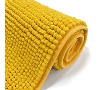 Velosso Shaggy Noodle Chenille Touch High Density Bath Mat Pedestal Mat Anti Slip Super Absorbent (50 x 80 cms, Ochre)